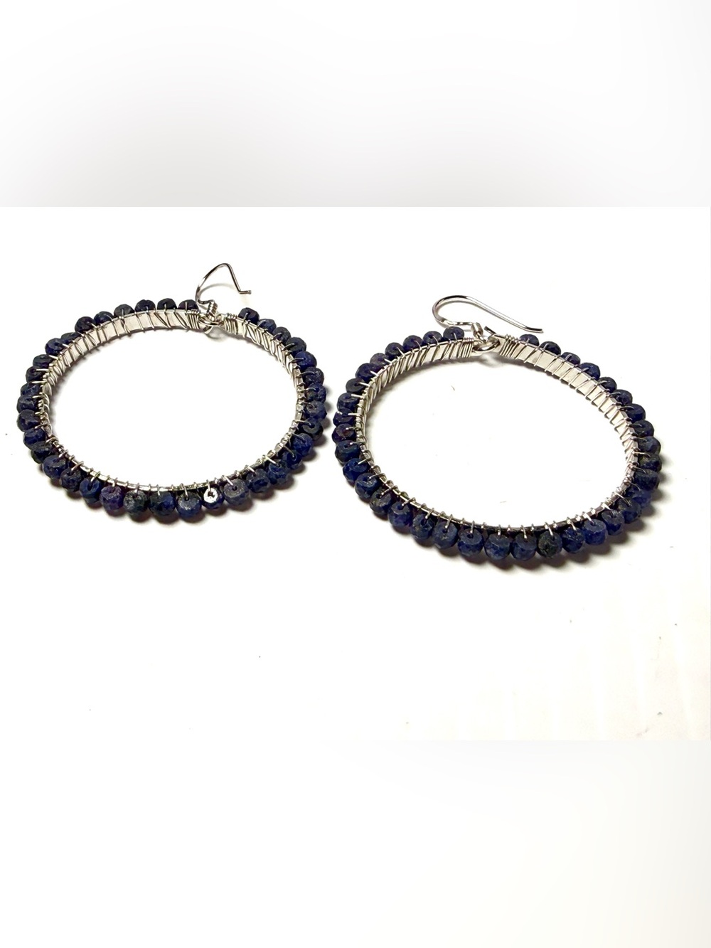 Sterling Silver Natural Sapphire Rhondel Earrings
